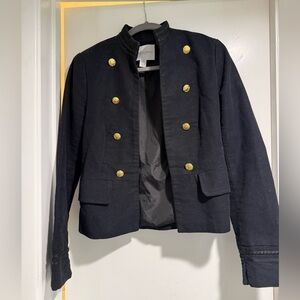 Carolina Belle Black Suede Like Blazer Jacket with Gold Accents Buttons